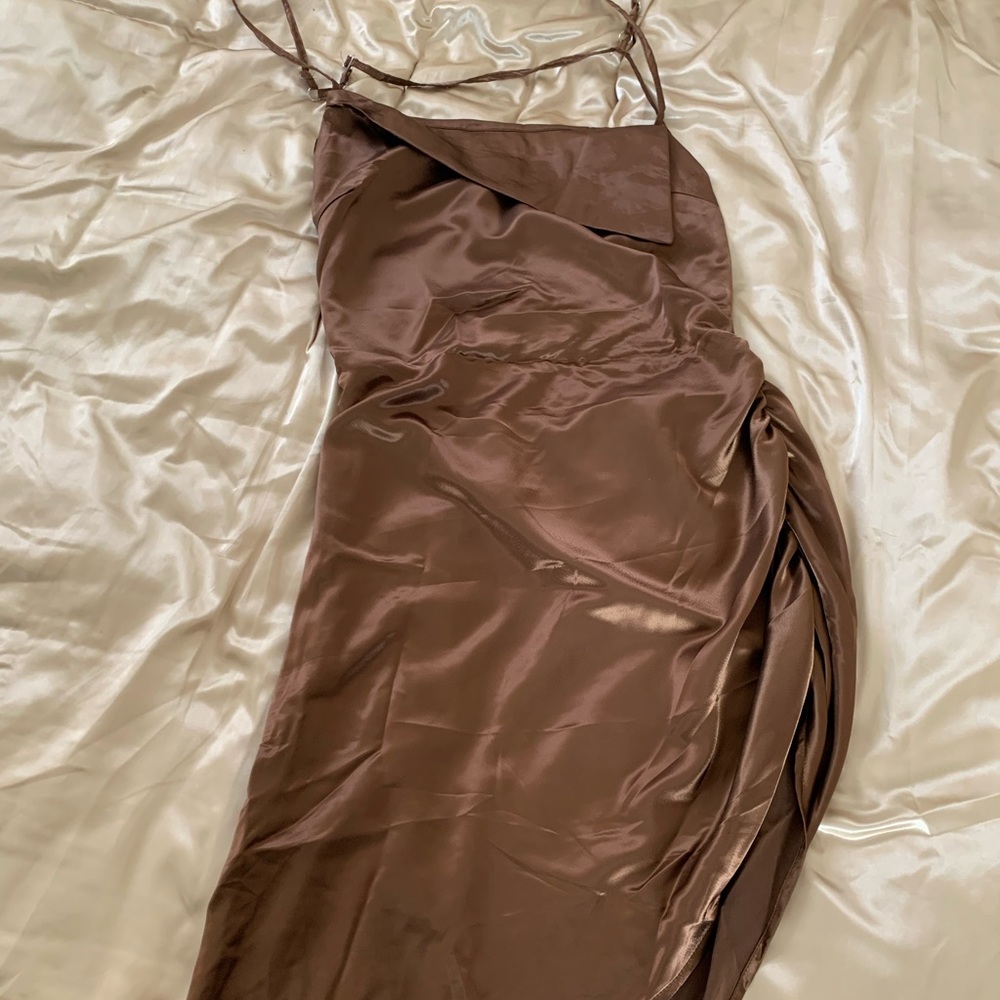 Asymmetrical brown dress